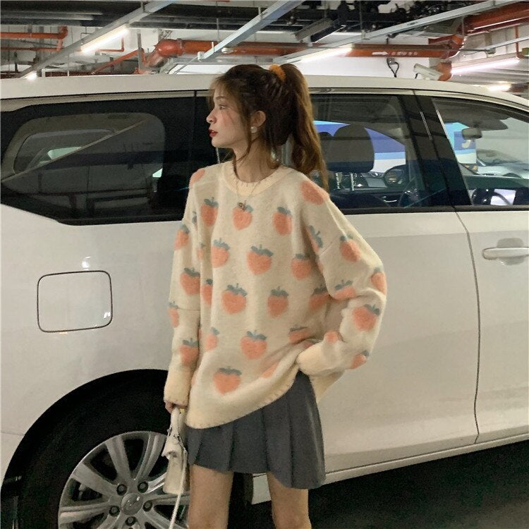 New Retro Loose Sweet Lazy Wind Thick Knitted Pullover Sweater