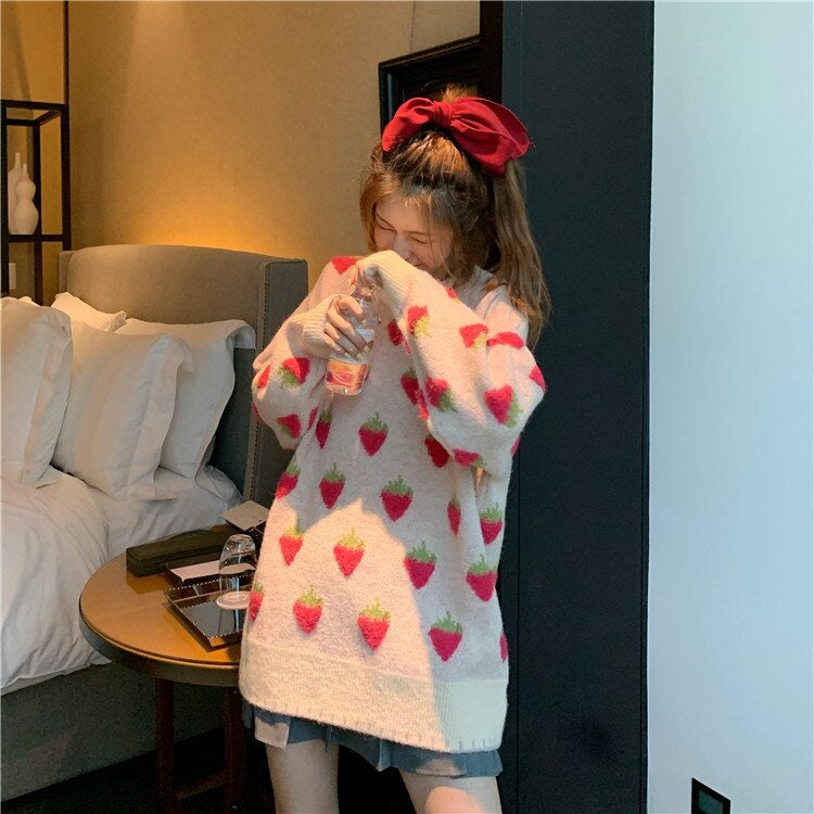 New Retro Loose Sweet Lazy Wind Thick Knitted Pullover Sweater