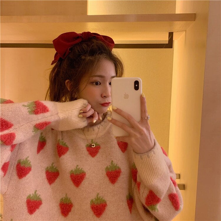 New Retro Loose Sweet Lazy Wind Thick Knitted Pullover Sweater