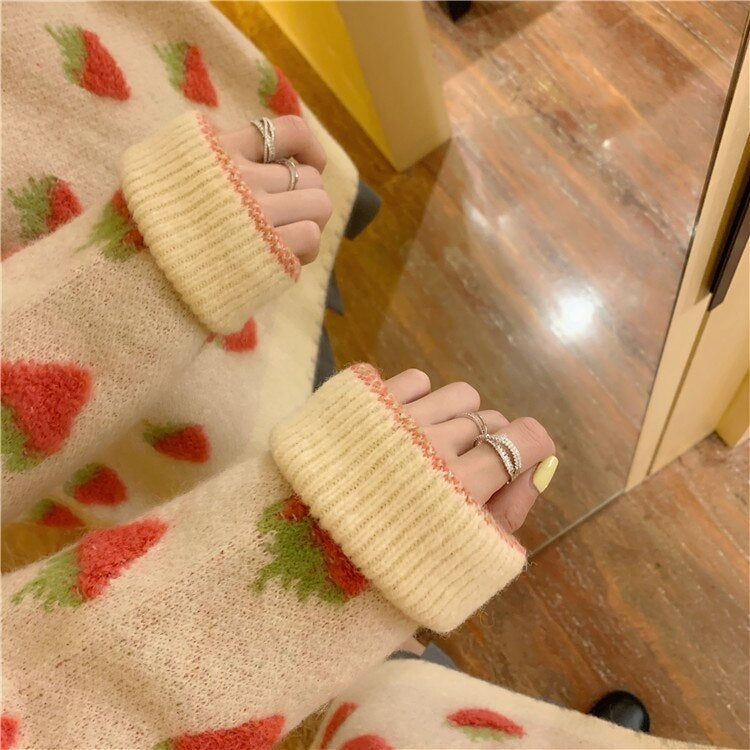 New Retro Loose Sweet Lazy Wind Thick Knitted Pullover Sweater