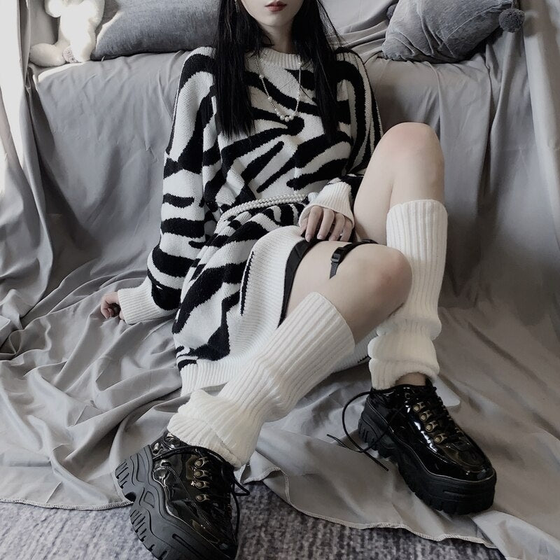New Retro Zebra Pattern Lazy Wind Loose Sweater
