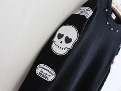 Style Big Skull Rivet Cotton Sweatshirts Fleece Warm Hoodies
