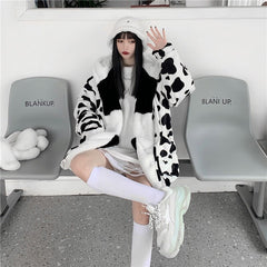 Casual Style Both Sides Wear Loose Thick Faux Fur Cotton Coat