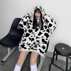 Casual Style Both Sides Wear Loose Thick Faux Fur Cotton Coat
