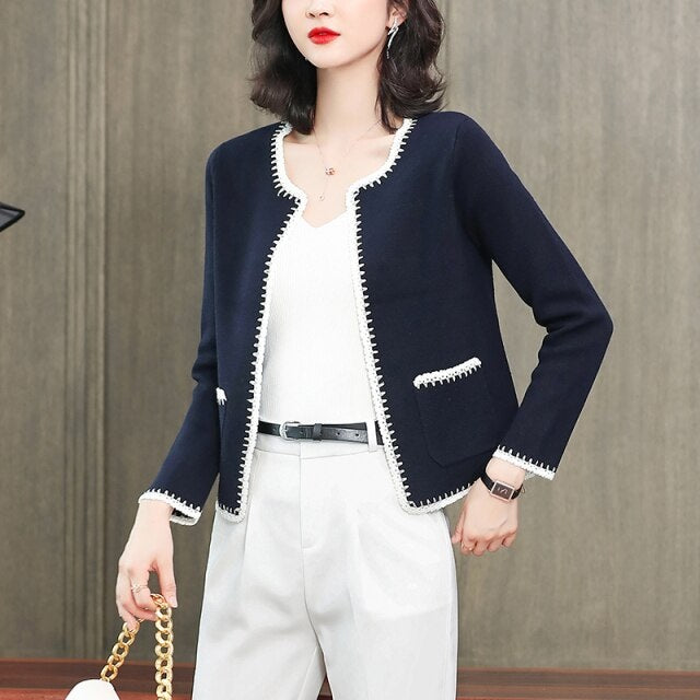 Graceful Coat Western Patchwork Style Short Sweater