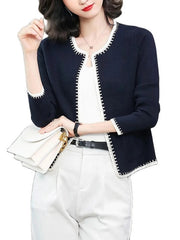 Graceful Coat Western Patchwork Style Short Sweater
