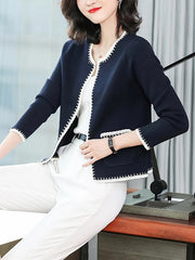 Graceful Coat Western Patchwork Style Short Sweater