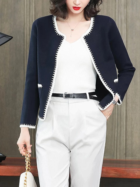 Graceful Coat Western Patchwork Style Short Sweater