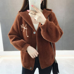 Style Office Lady Imitation Mink Sweater jacket Lazy Wind