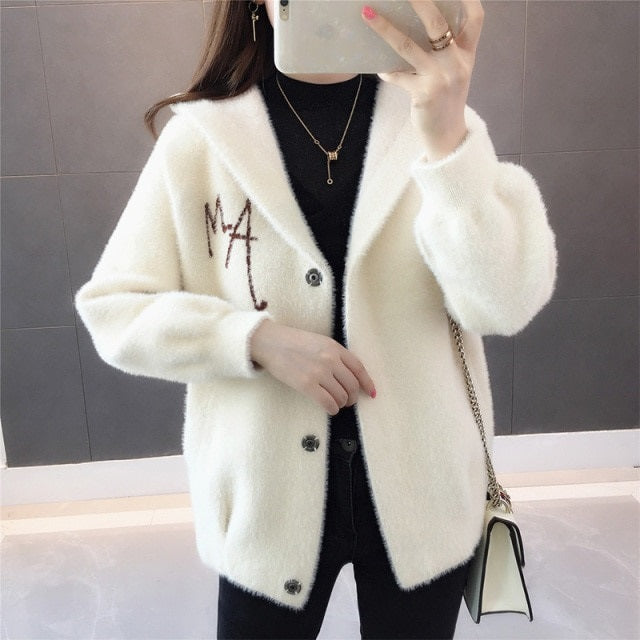 Style Office Lady Imitation Mink Sweater jacket Lazy Wind