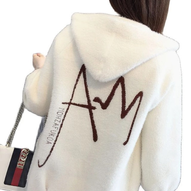Style Office Lady Imitation Mink Sweater jacket Lazy Wind