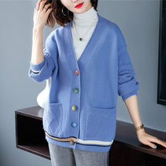 Style Office Lady Knitted Loose-Fit Outerwear Fashion Dress Sweater