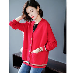 Style Office Lady Knitted Loose-Fit Outerwear Fashion Dress Sweater