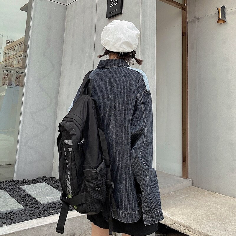 Casual Style Loose Stitching Patchwork Denim Jacket