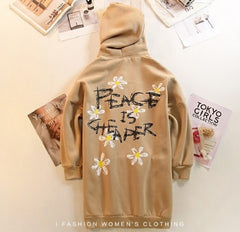 Newest Hoodies Letters Print Flowers Hooded Pullovers Sweatshirt