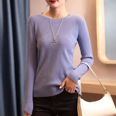 O-Neck Cashmere Wool Sloid Color Knitted Sweater