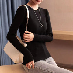 O-Neck Cashmere Wool Sloid Color Knitted Sweater