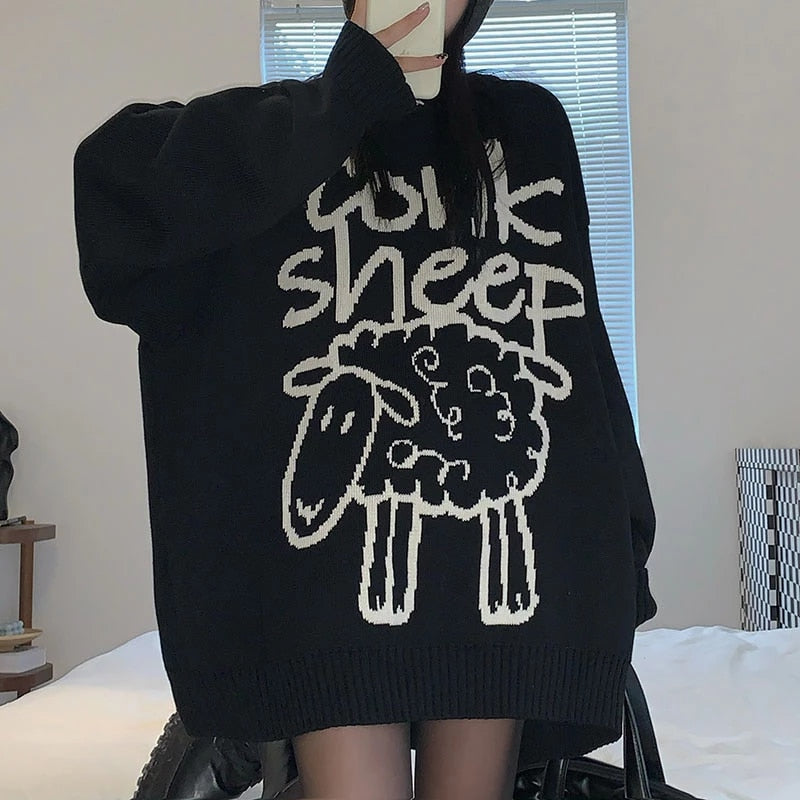 O-Neck Full Sleeve Little Sheep Element Knit Sweater