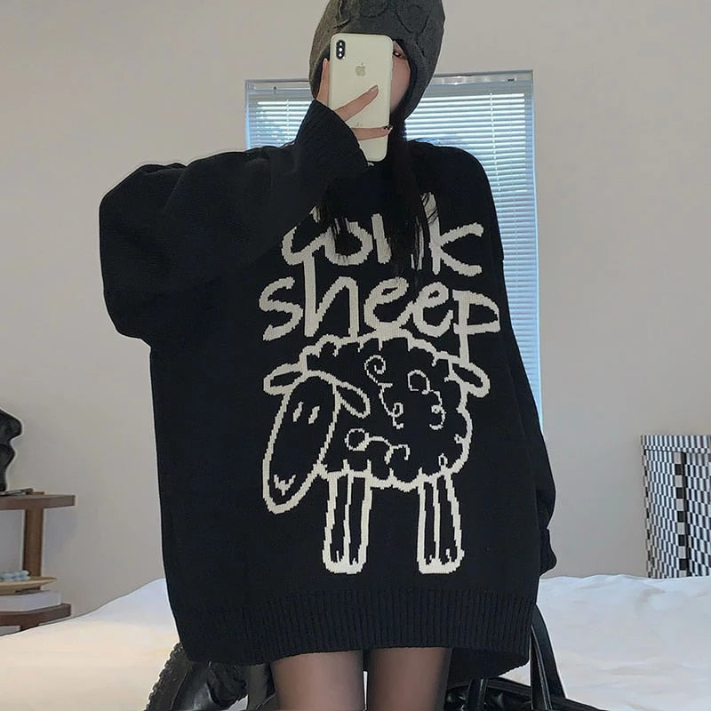 O-Neck Full Sleeve Little Sheep Element Knit Sweater