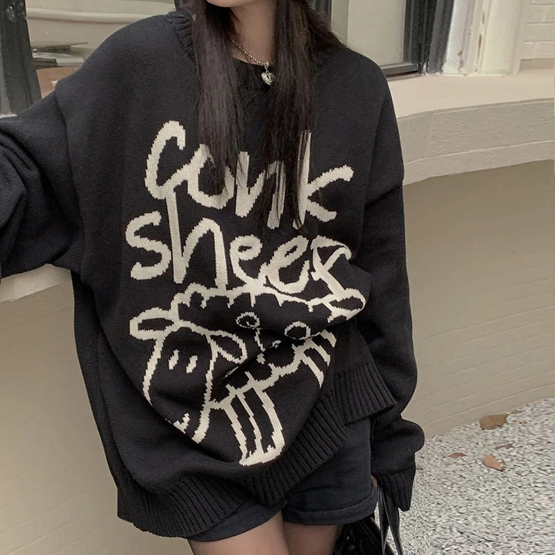 O-Neck Full Sleeve Little Sheep Element Knit Sweater