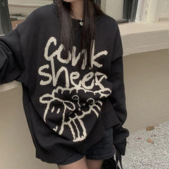 O-Neck Full Sleeve Little Sheep Element Knit Sweater