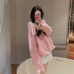 O-Neck Long Sleeve Acrylic Loose Sweater