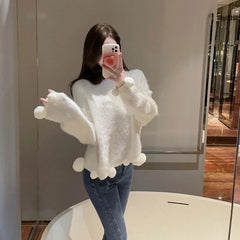 O-Neck Long Sleeve Acrylic Loose Sweater