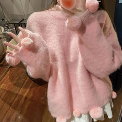 O-Neck Long Sleeve Acrylic Loose Sweater