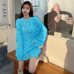 O-Neck Long Sleeve Mid-Length Pullovers Sweater