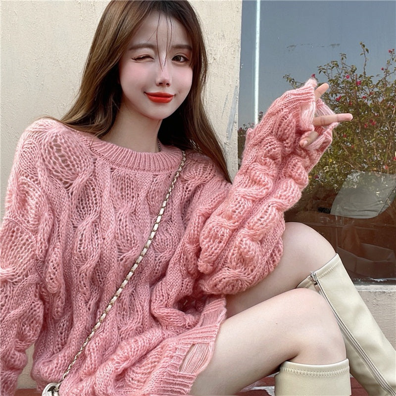 O-Neck Long Sleeve Mid-Length Pullovers Sweater