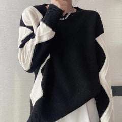 O-Neck Long Sleeve Striped Loose Sweater