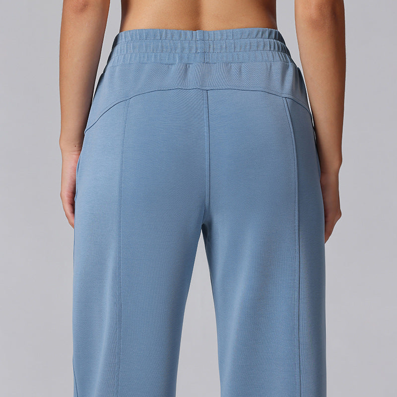 Slim loose high-waisted athleisure straight-leg pants