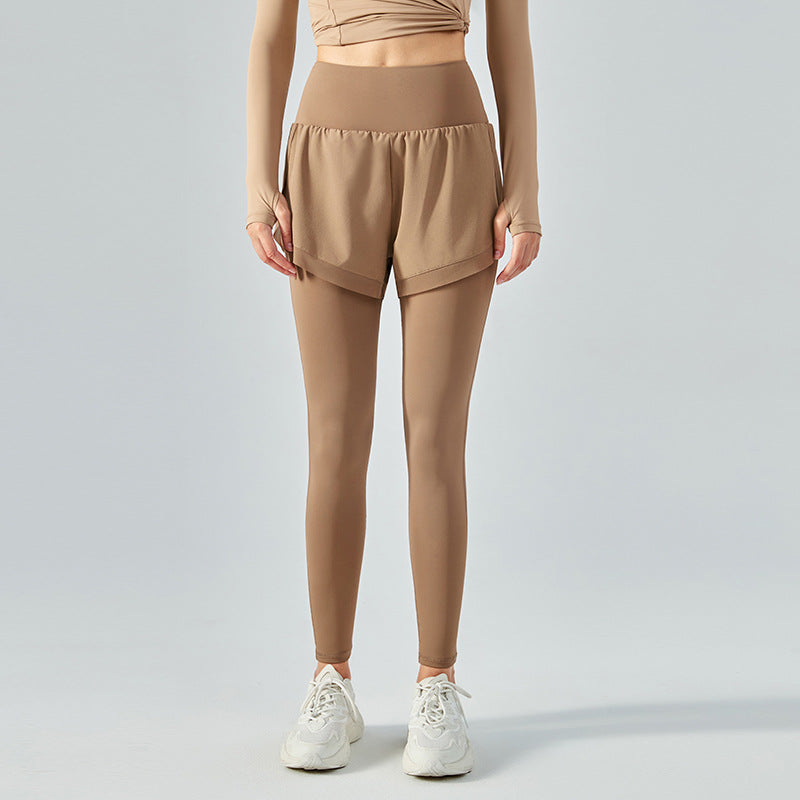 High-waisted stretch mesh anti-runaway running breathable sports skinny trousers