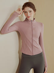 Stand-up collar zip-up quick-drying top