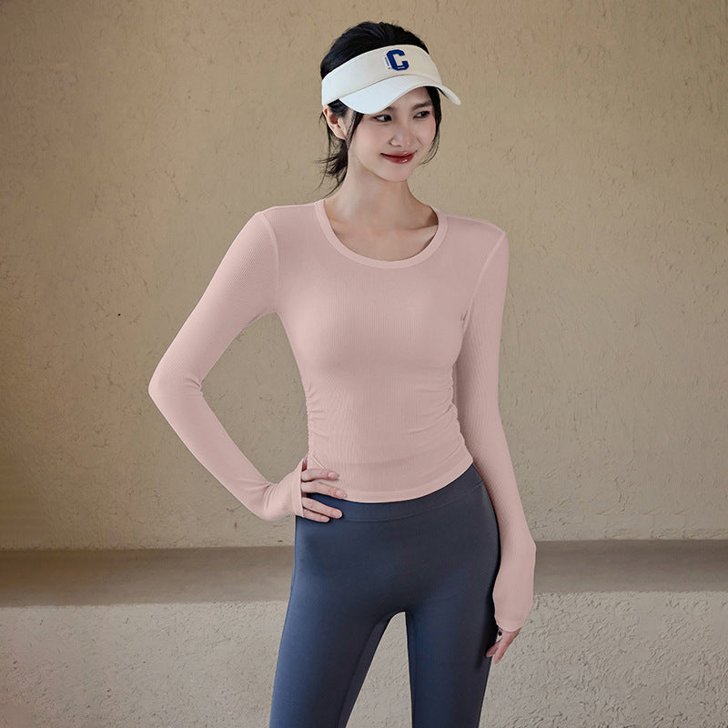 Fitted slimming long-sleeve T-shirt