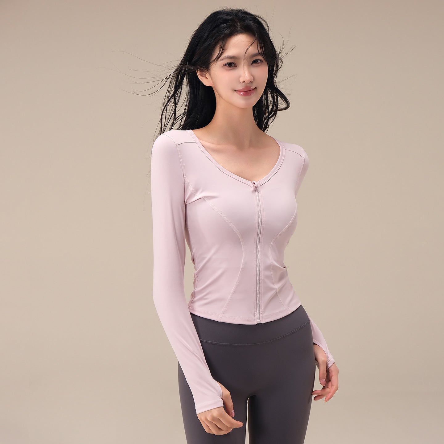 Autumn zippered cardigan slim slimming fitness long-sleeved jacket