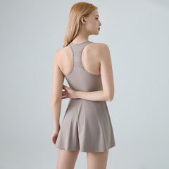 One-piece nude breathable tennis skirt