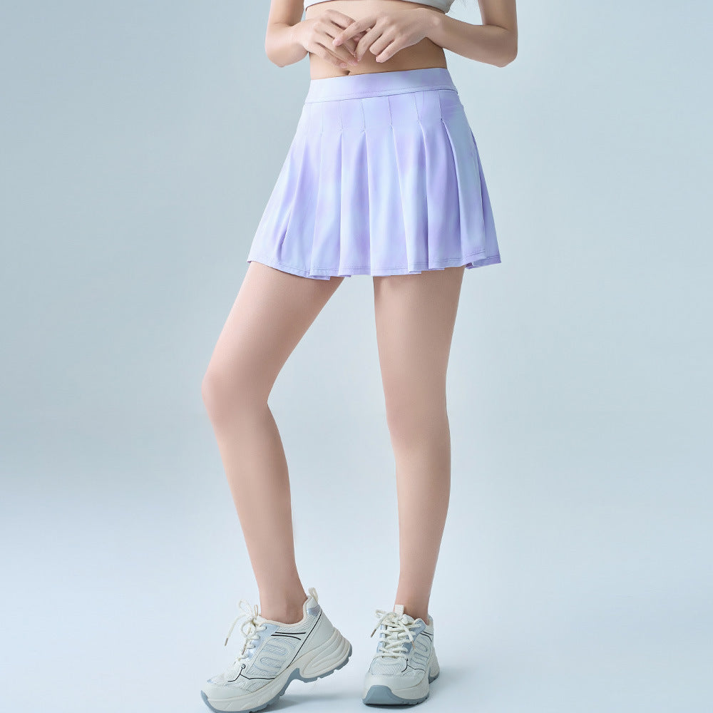 Tie-dye anti-gloss high waist, Quick drying, Breathable, Running training, Sports fitness, Short skirts, Tennis skirt