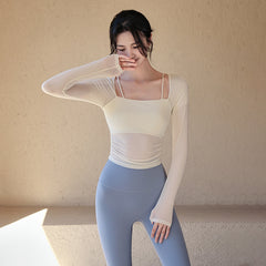 Two-piece look mesh long sleeve