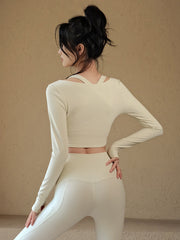 Ribbed temperament yoga long sleeves