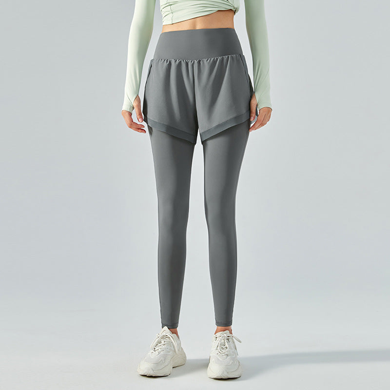 High-waisted stretch mesh anti-runaway running breathable sports skinny trousers