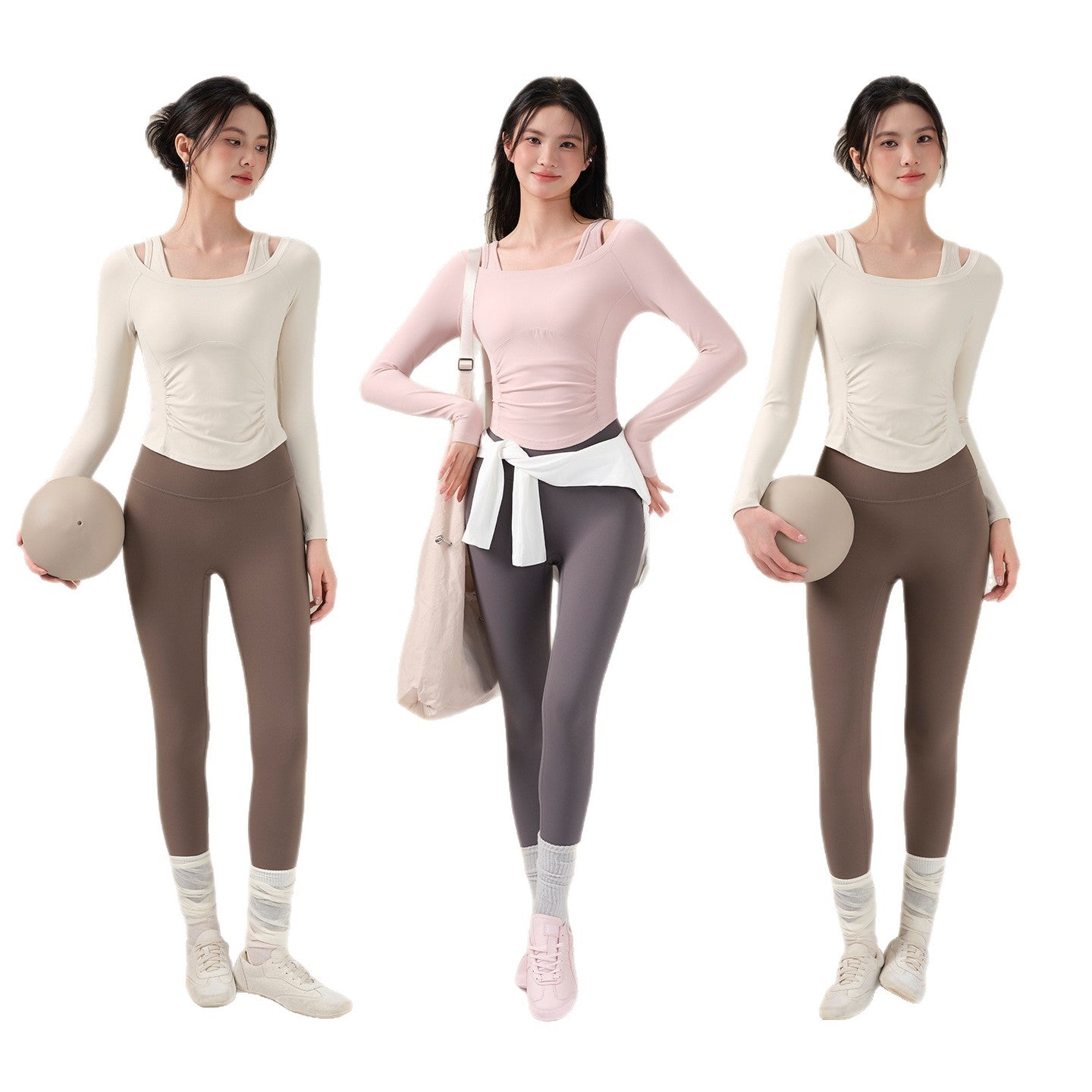 Autumn and winter nude slimming yoga clothes tops fitness T-shirts