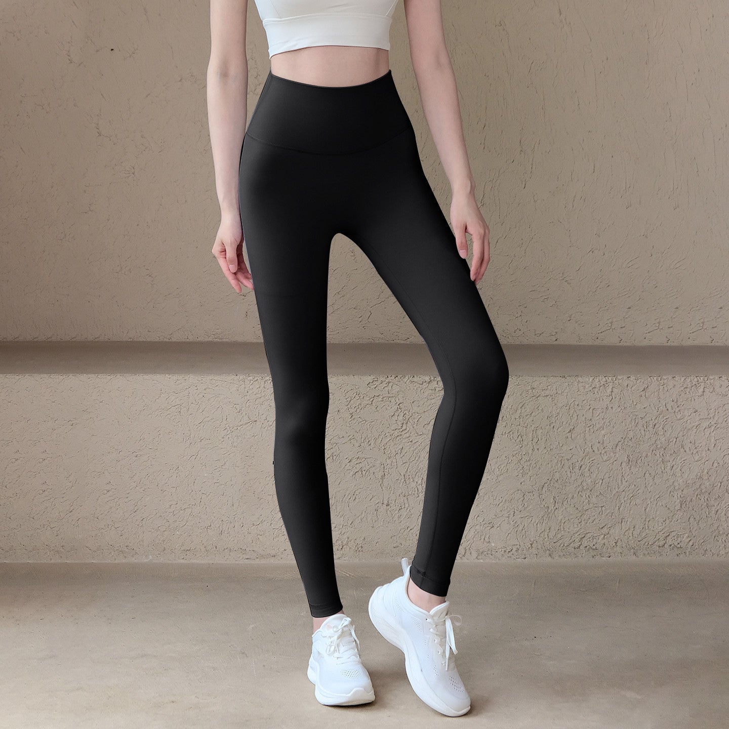 High-stretch lycra lightweight nude high-waisted leggings