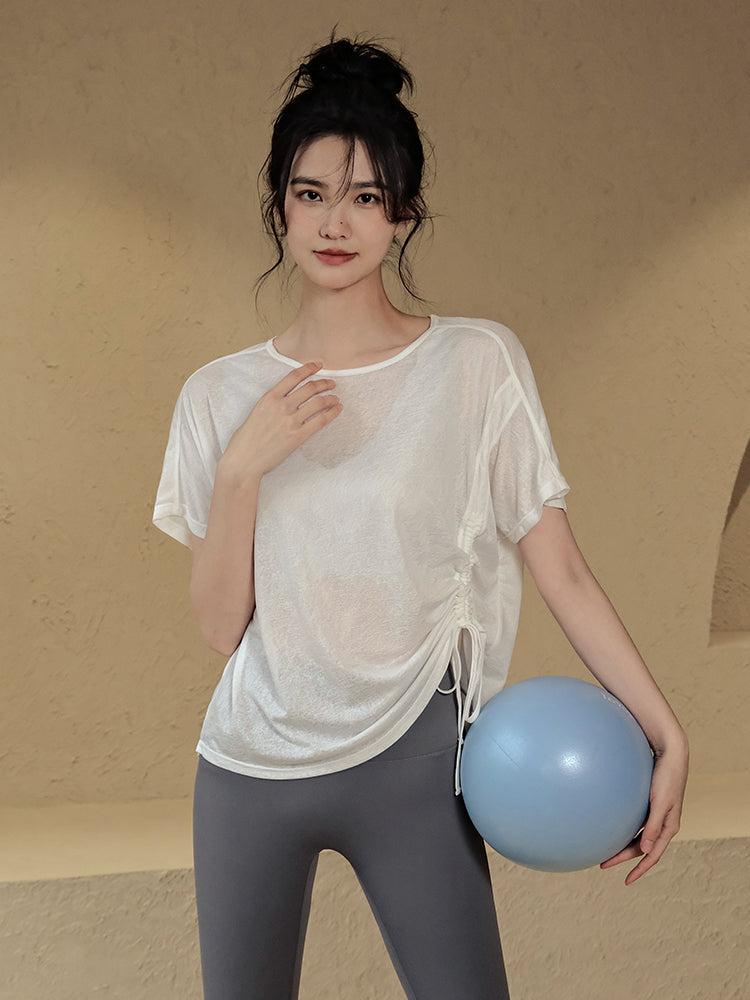 Loose cover-up slimming yoga short-sleeved T-shirt