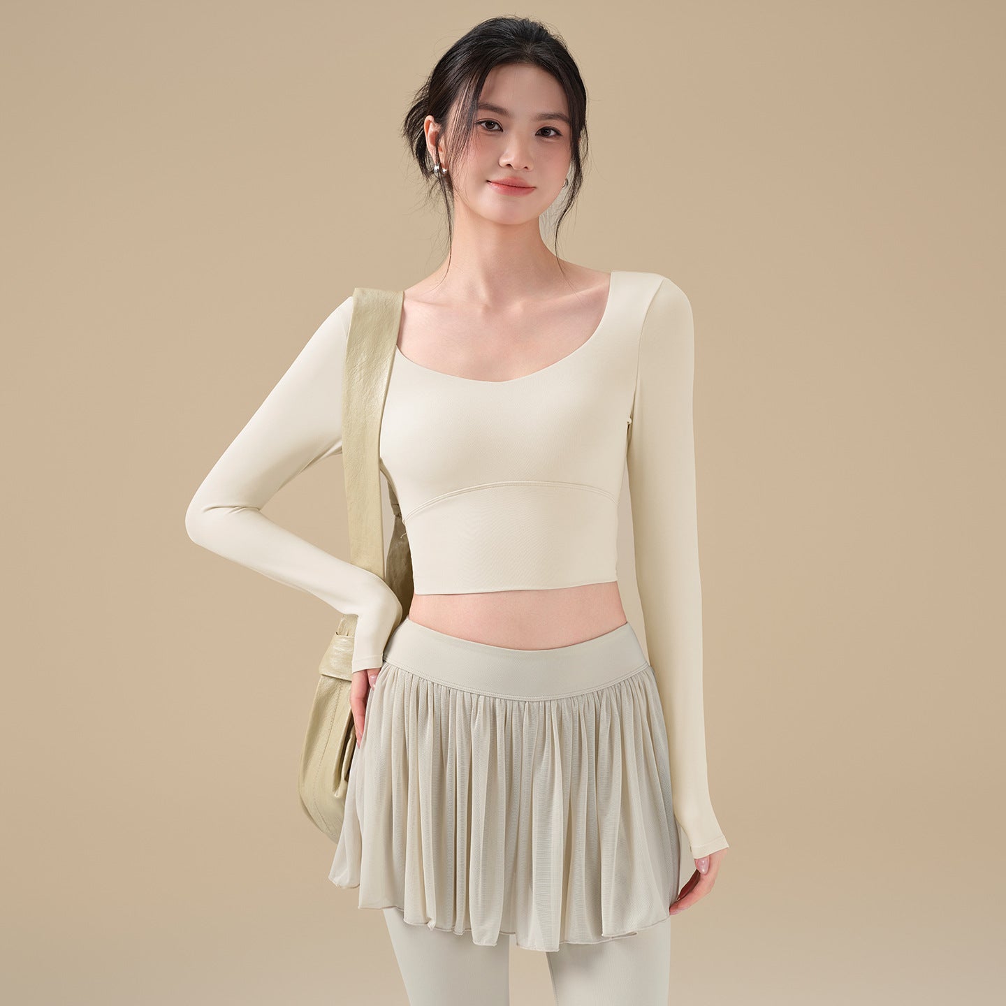 High-value mesh beauty back gym suit top with chest pad