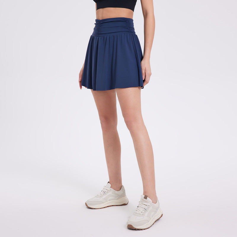 Ballet wind speed dry smocked high-waisted tennis skirt