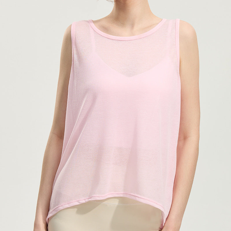 Sleeveless running cover-up with back slit