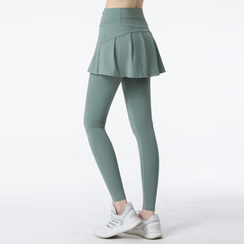 Fake two high-waisted anti-light leggings