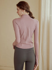 Stand-up collar zip-up quick-drying top