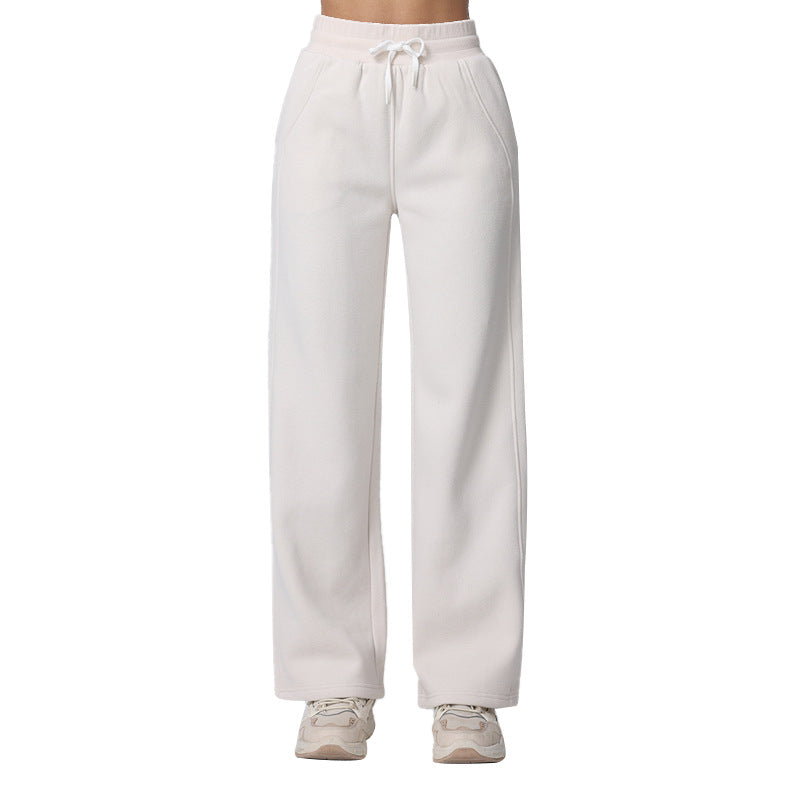 Autumn and winter high-waisted commuting versatility fleece sports wide-leg pants